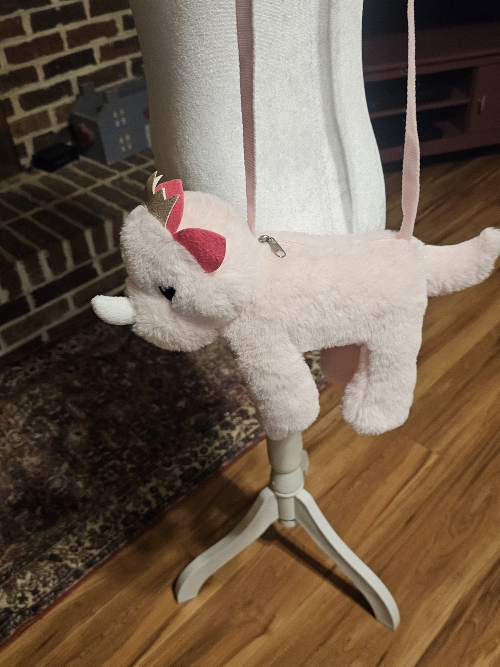 Plush Pink Rhinoceros Crossbody Bag